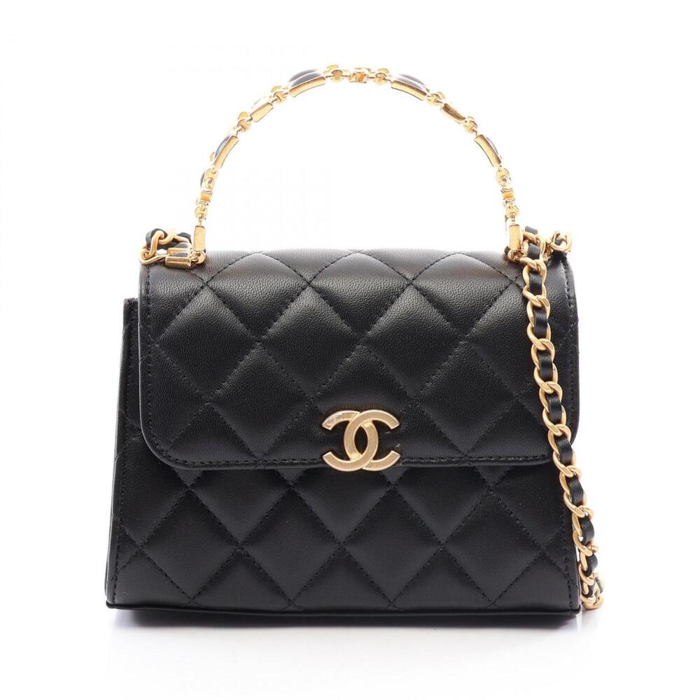 Chanel Matelassé 2-Way Shoulder Bag/Handbag, Lambskin Leather, Women's, Black
